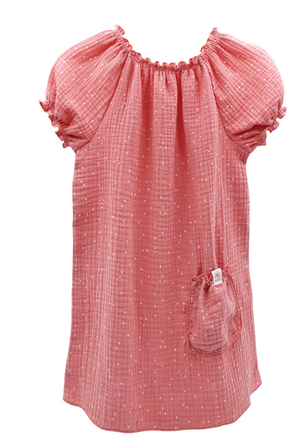 Maximo Musselin Mini Girl Kleid - altrosa mit weissen Punkten Familienbande