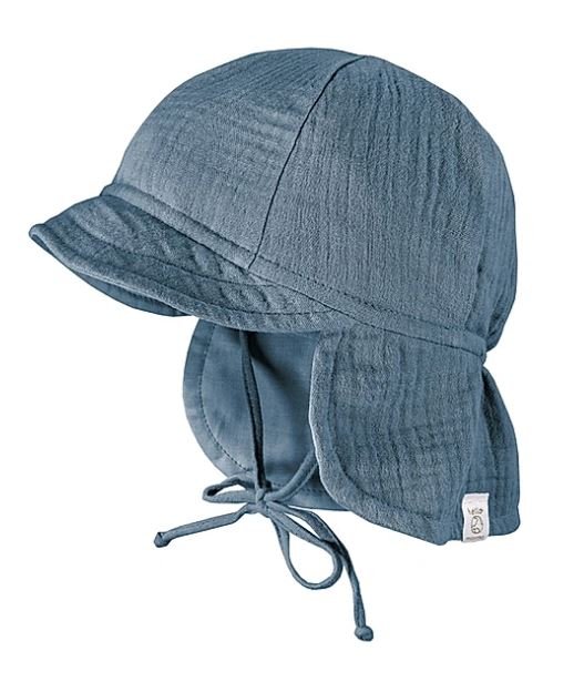 Maximo Musselinmütze mit kurzem Nackenschutz - blau Familienbande