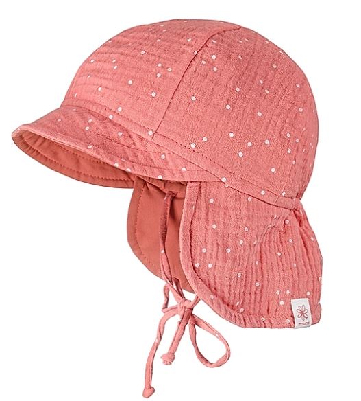 Maximo Musselinmütze mit mittlerem Nackenschutz - rosa Punkte maximo