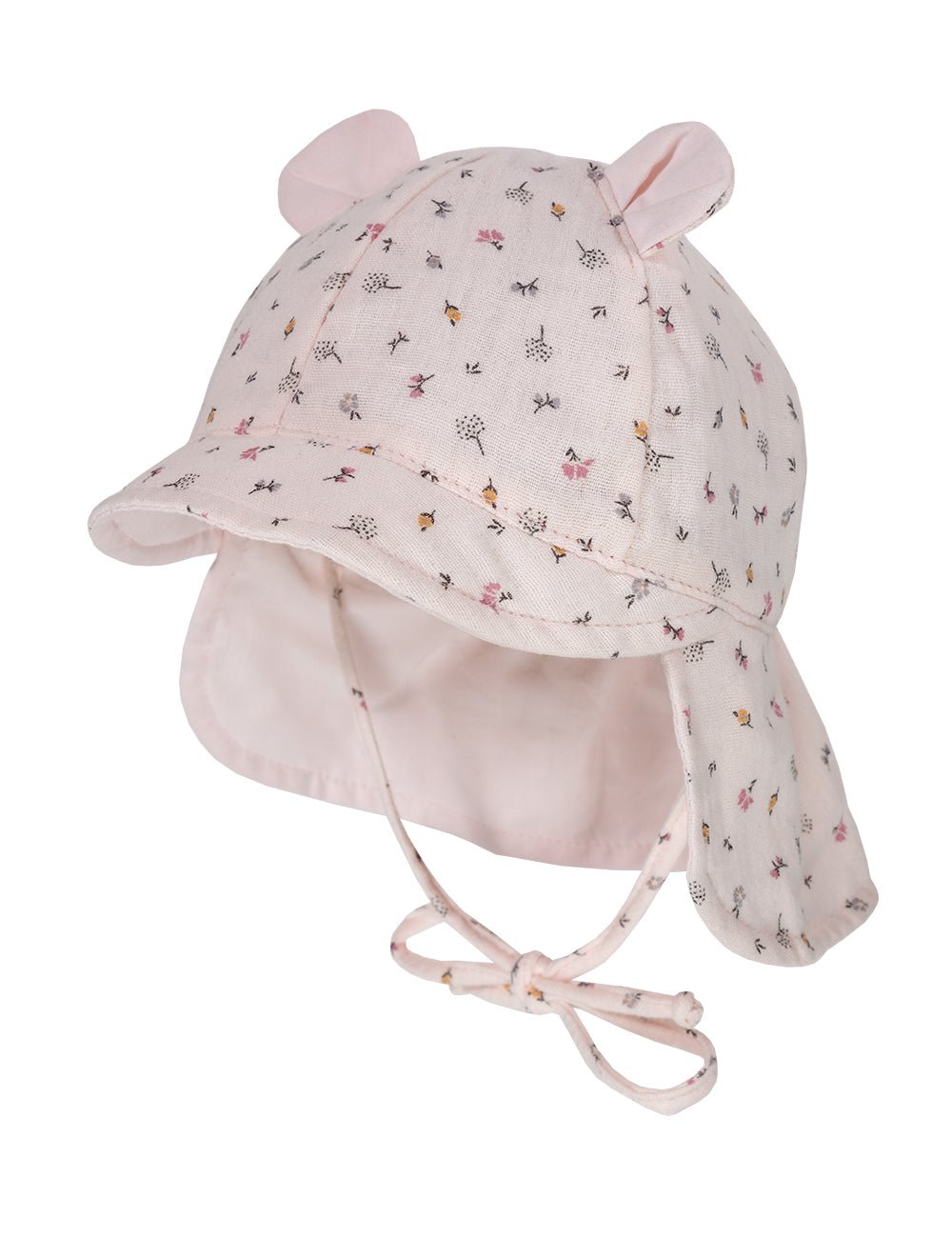 Maximo Öhrchen Musselinmütze mit Nackenschutz - blassrosa-dusty maximo