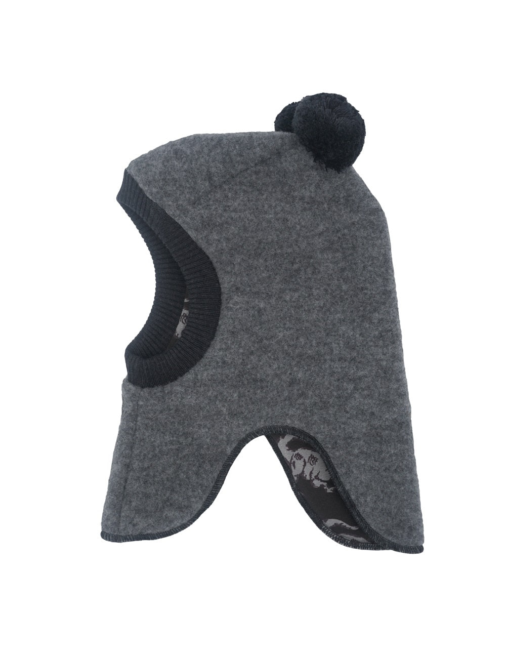 Maximo Schlupfmütze mit Pompons Wollflece - mittelgrau maximo