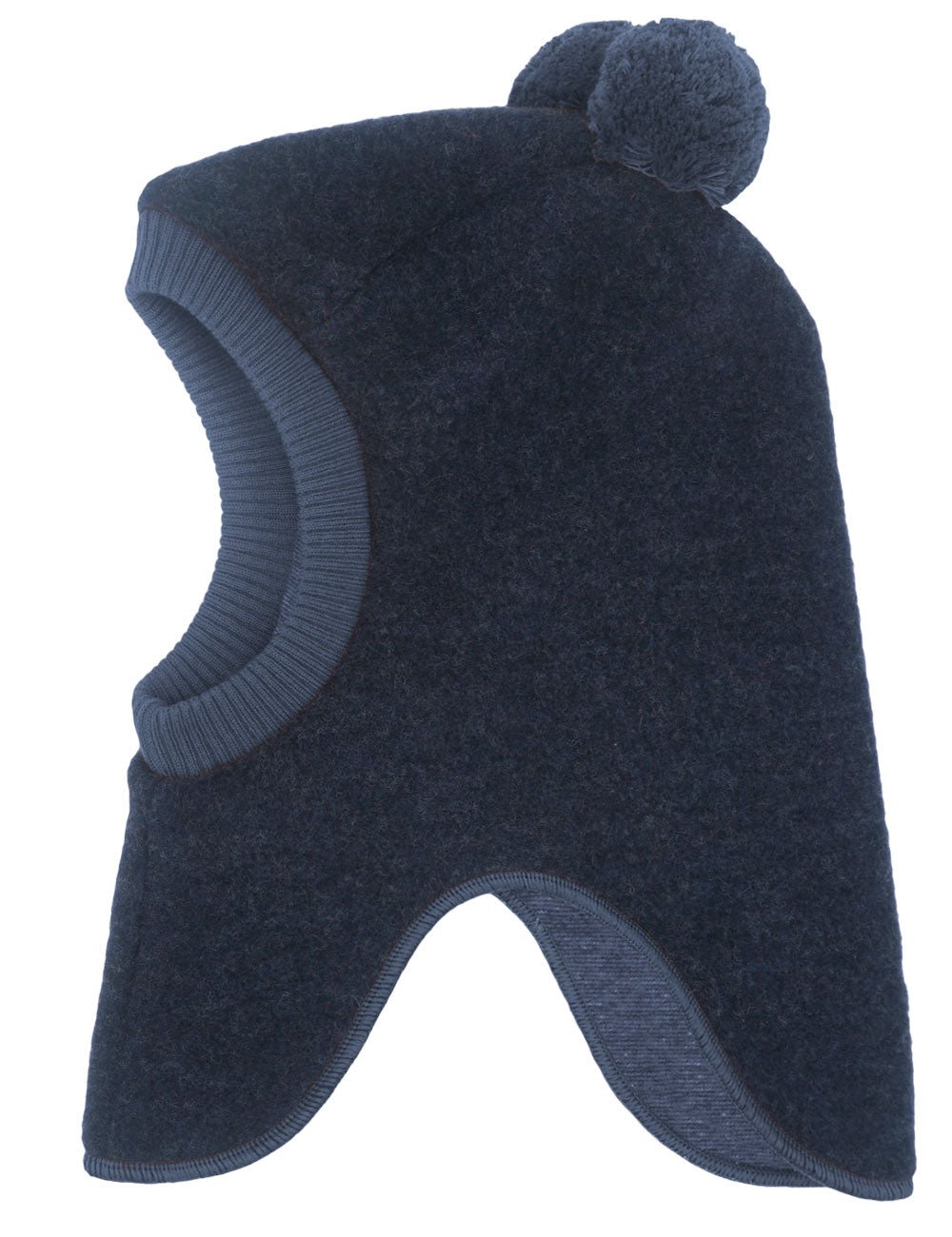 Maximo Schlupfmütze mit Pompons Wollflece - navy - Familienbande