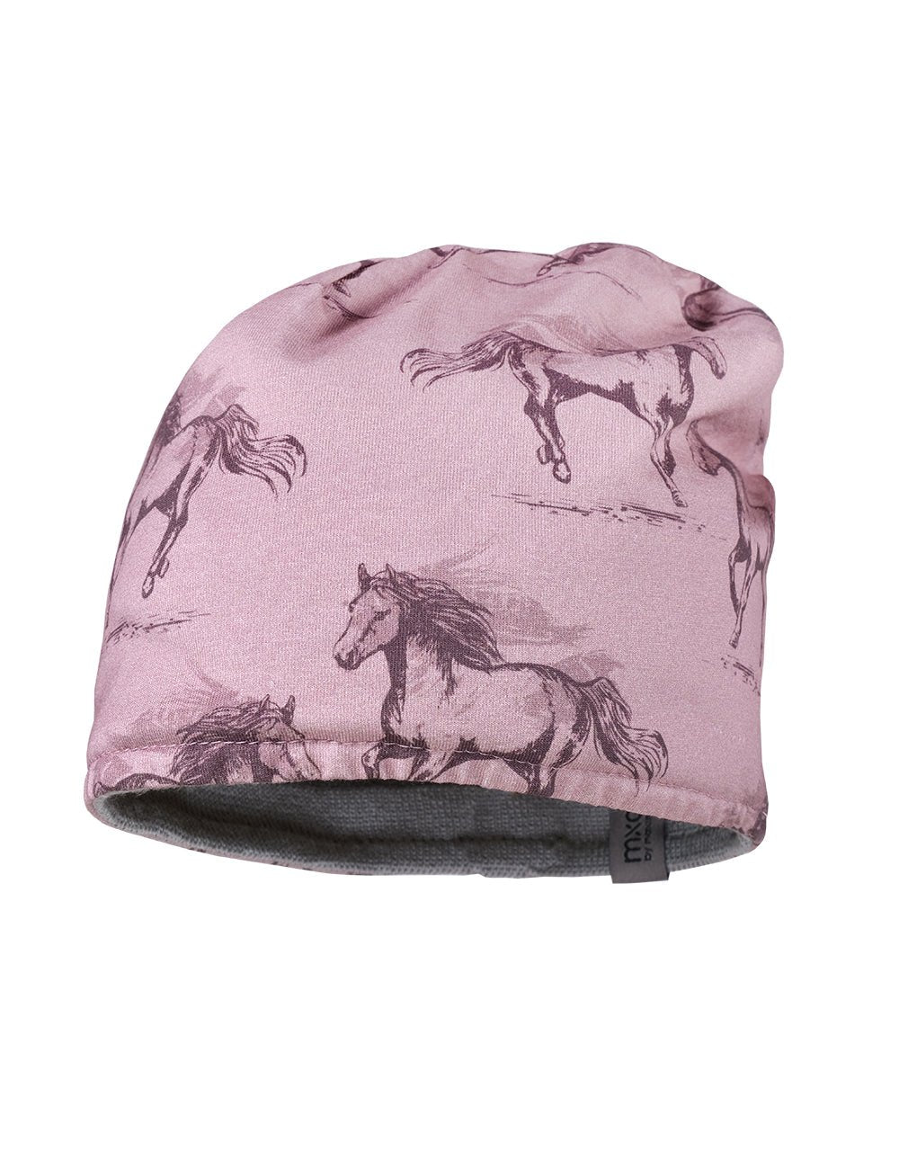 Maximo Wende-Beanie - grau geringelt / Pferde maximo