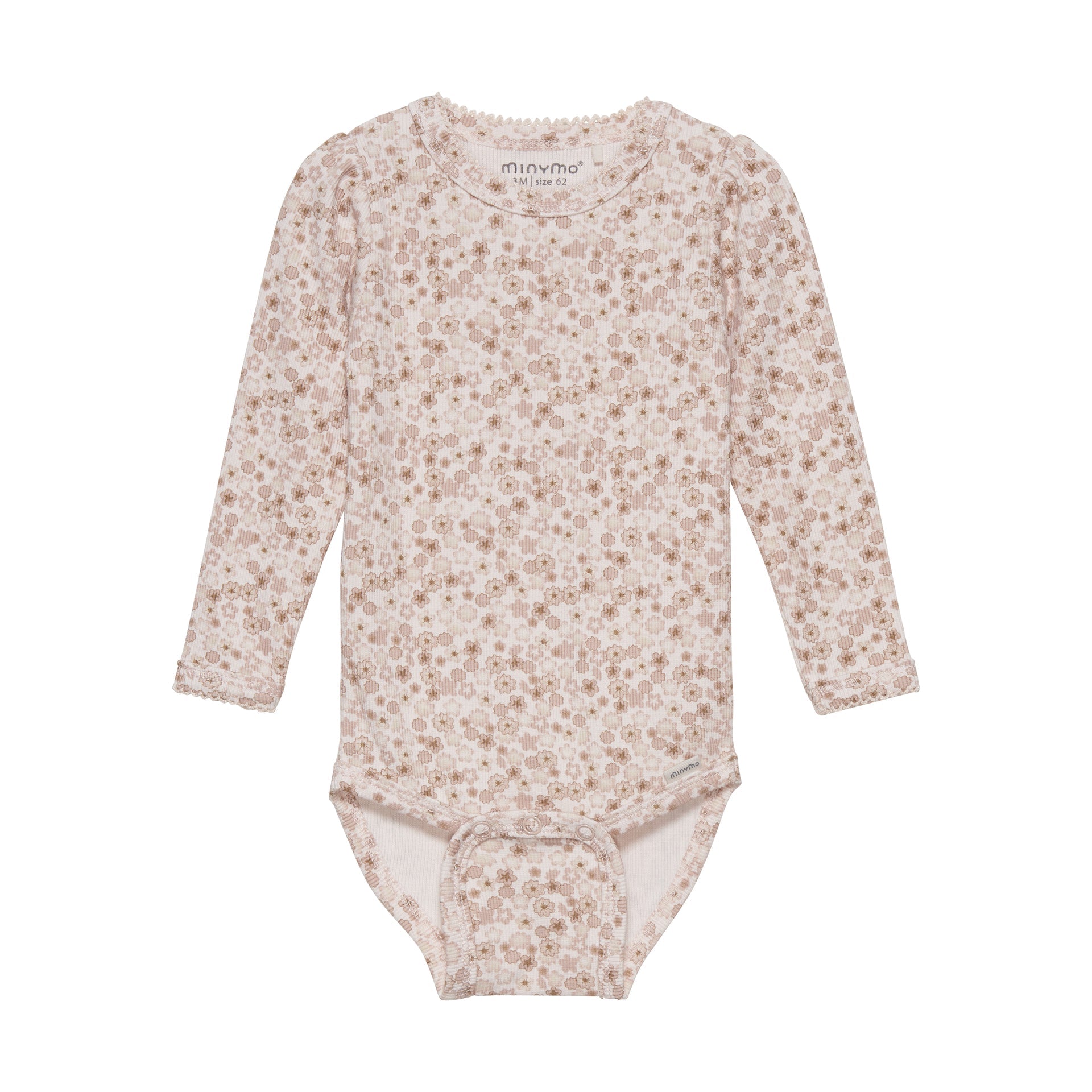Minymo Bambus Rip-Body langarm - Soft Pink Minymo