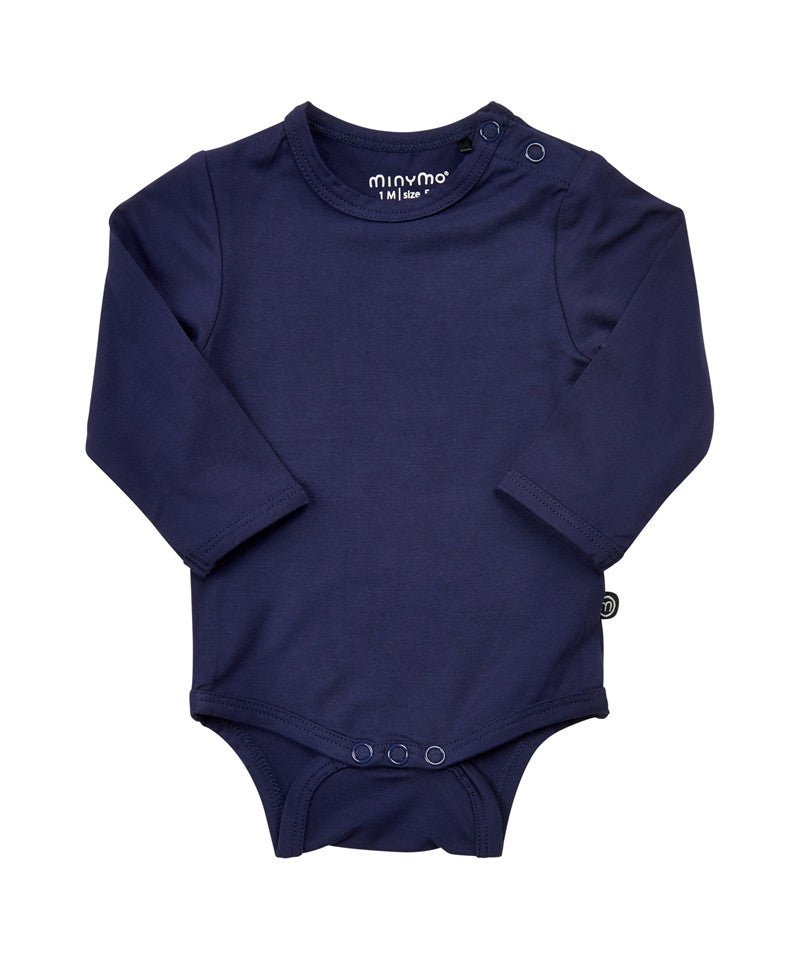 Minymo Bambusbody langarm - Dark Navy - Familienbande