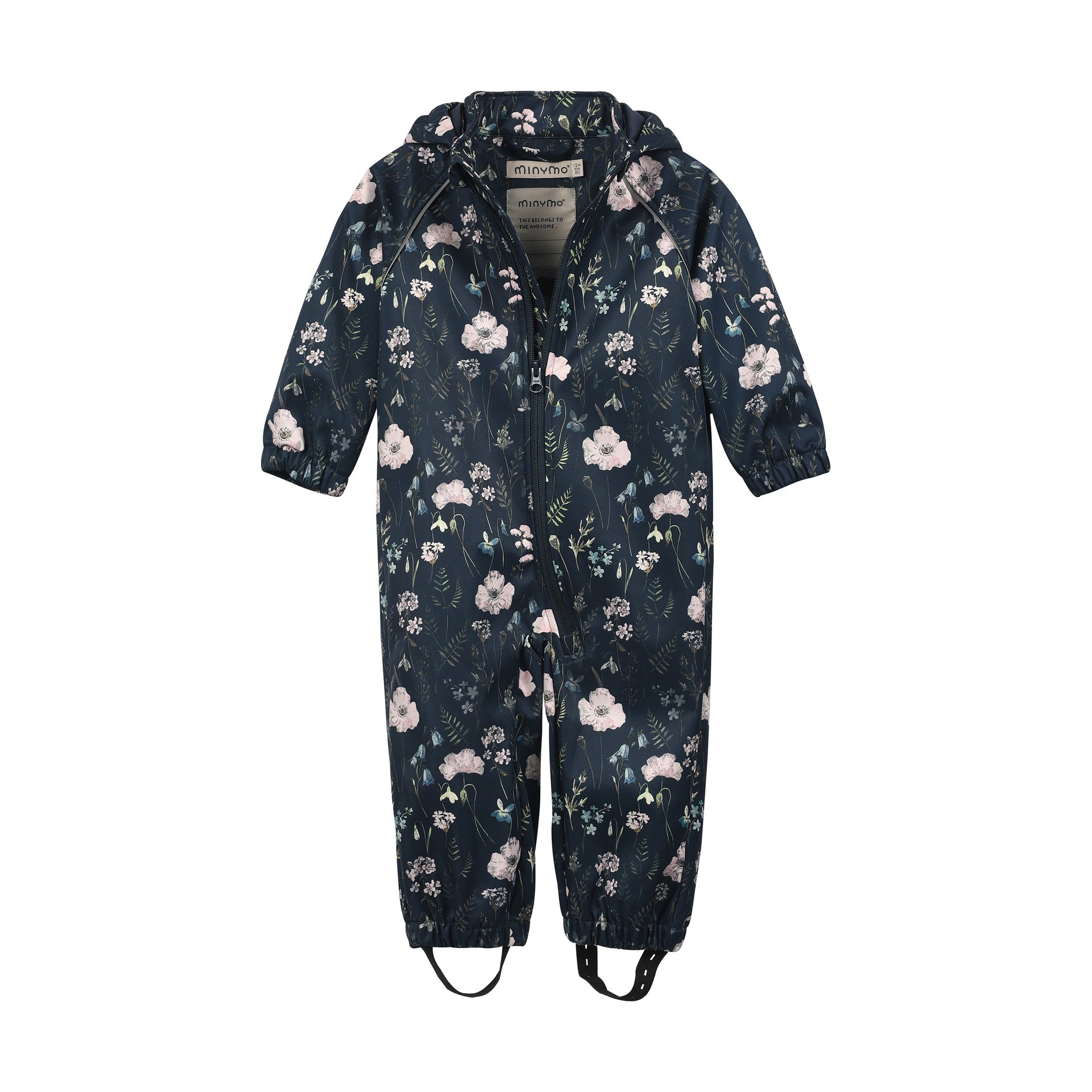 Minymo Softshellanzug / Soft Shell Overall - Blumen blau - Familienbande