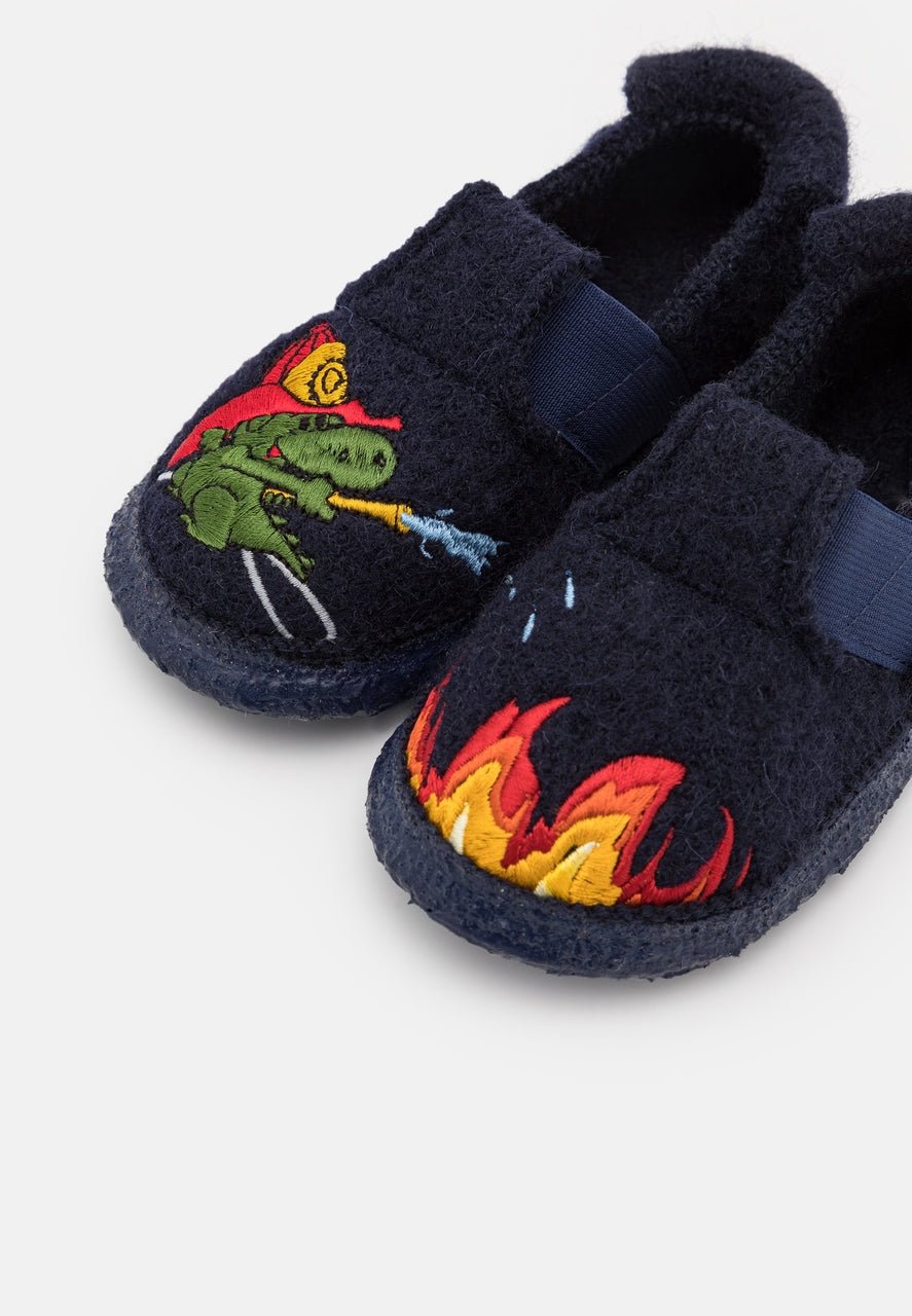 Nanga Hausschuhe Schurwolle - Little Fireman blau Nanga