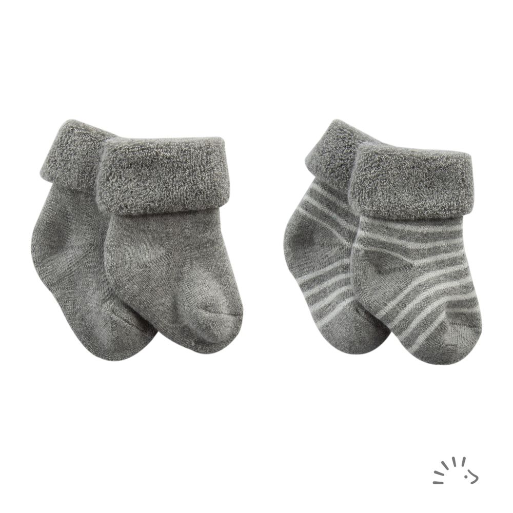 Popolini Babysöckchen - Light grey-stripe Popolini