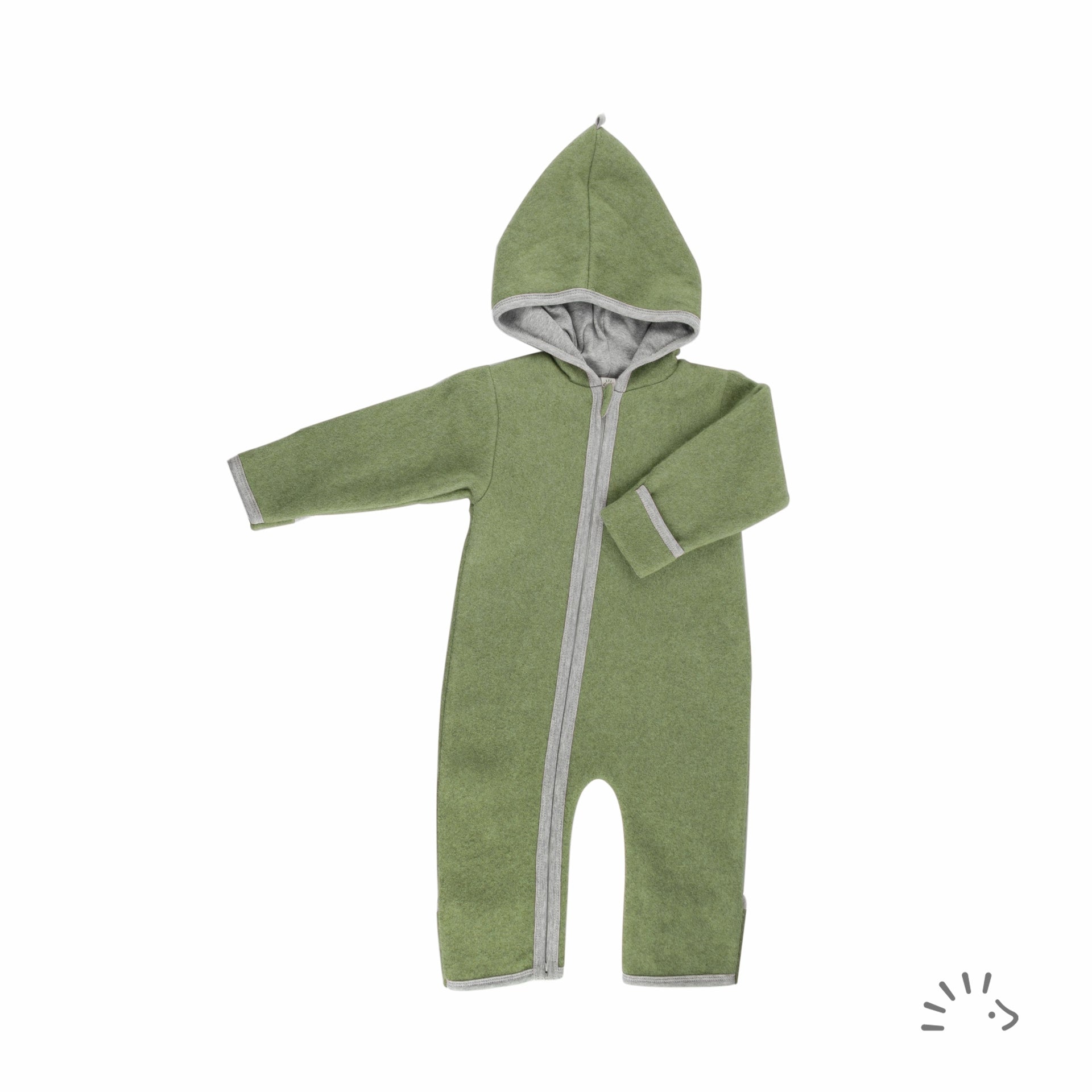 Popolini Overall Baumwollfleece - Moss Green Mélange Popolini