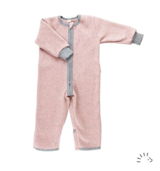 Popolini Schlaf-Overall Baumwollfleece - rosa Popolini