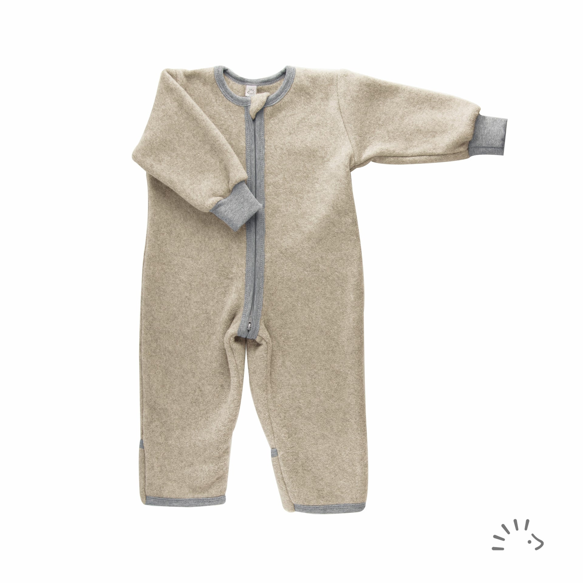 Popolini Schlaf-Overall Baumwollfleece - Sand mélange Popolini