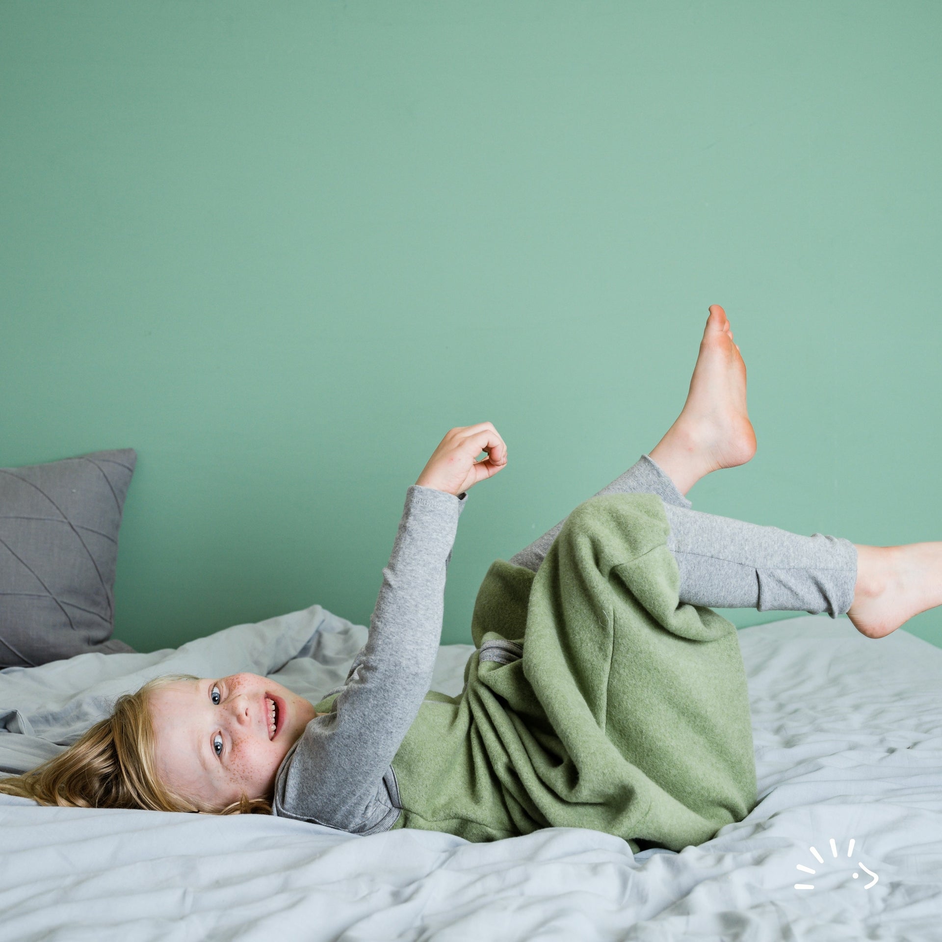 Popolini Schlafsack mit Füssen Baumwollfleece - Grau mélange Popolini