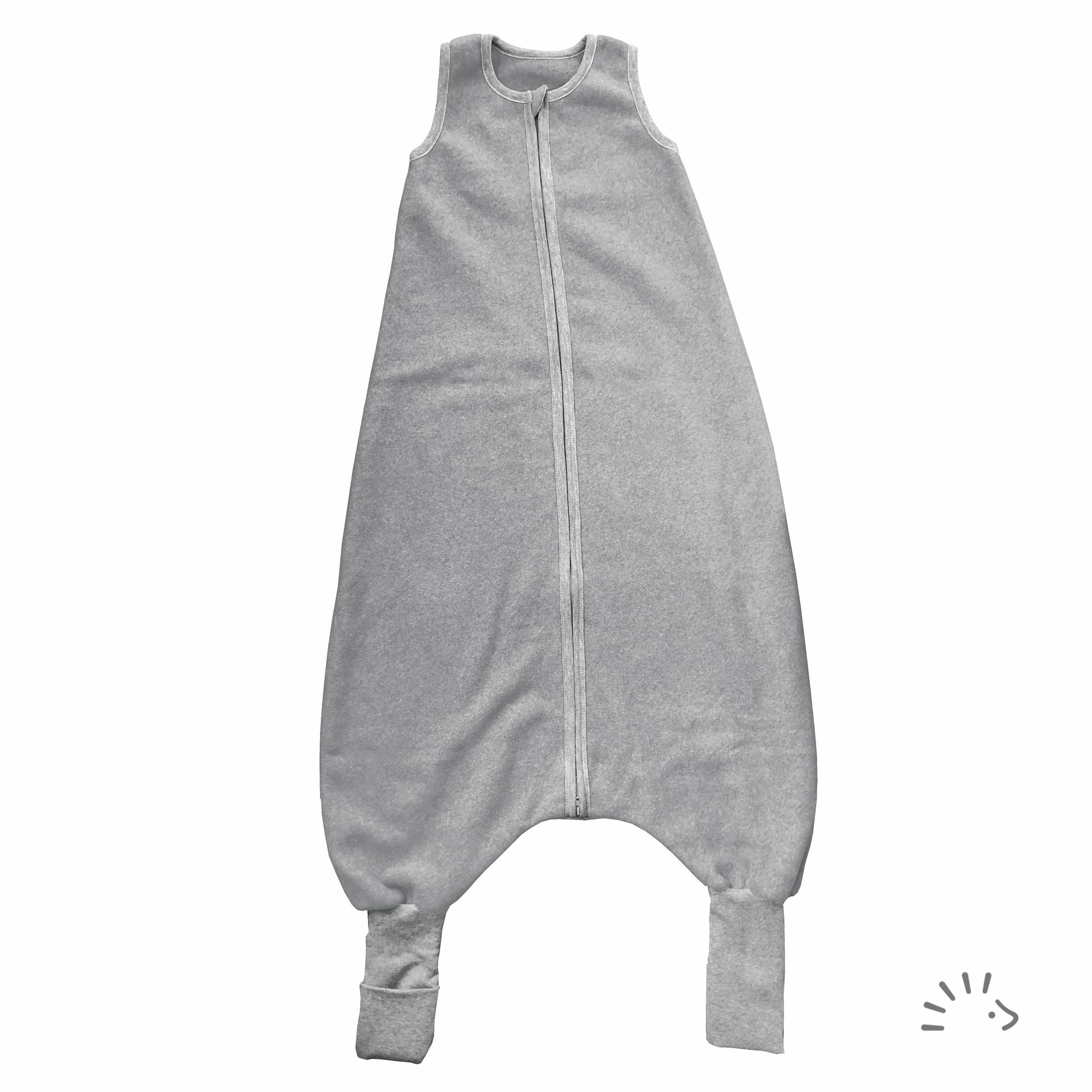 Popolini Schlafsack mit Füssen Baumwollfleece - Grau mélange Popolini