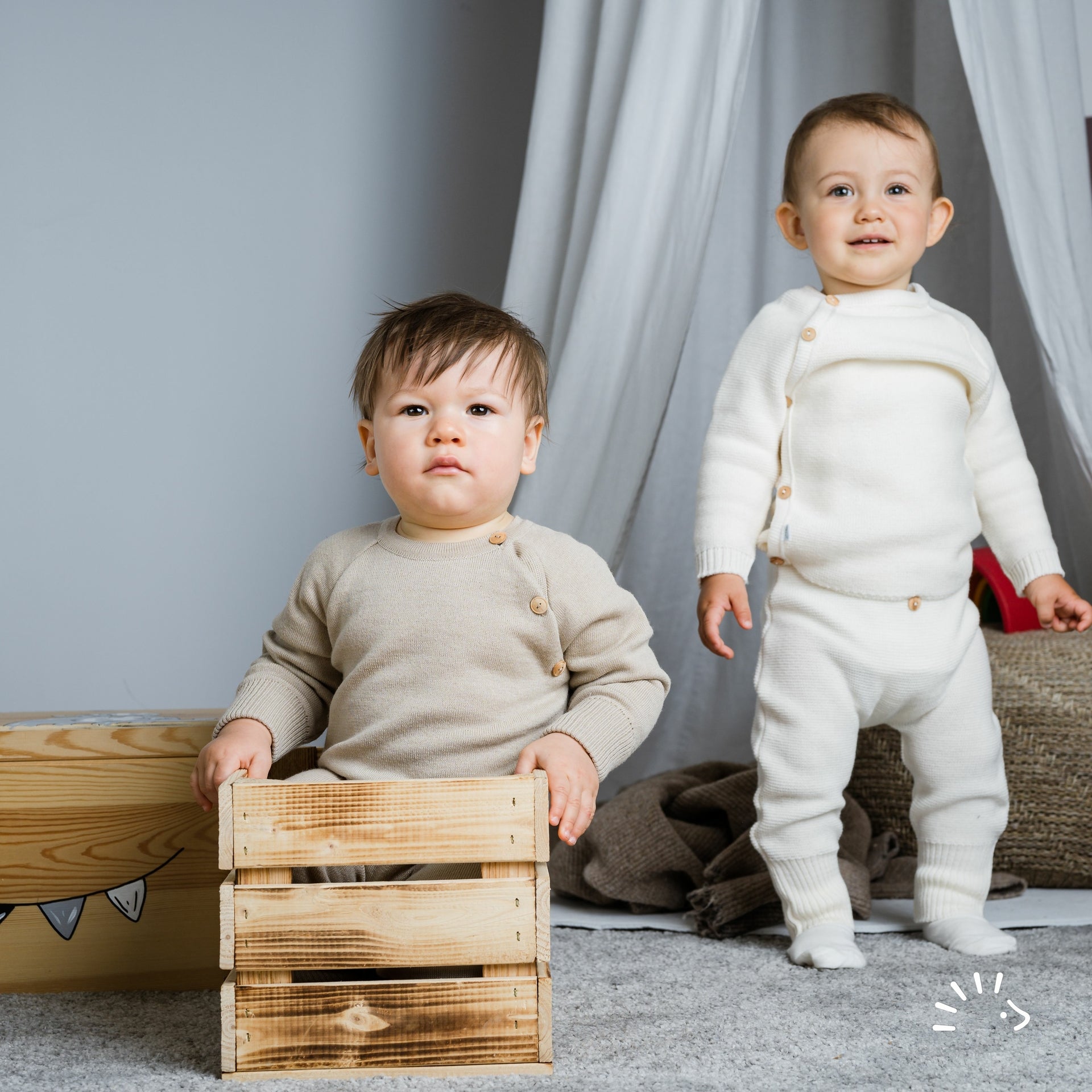 Popolini Wollstrick-Overall - beige Popolini