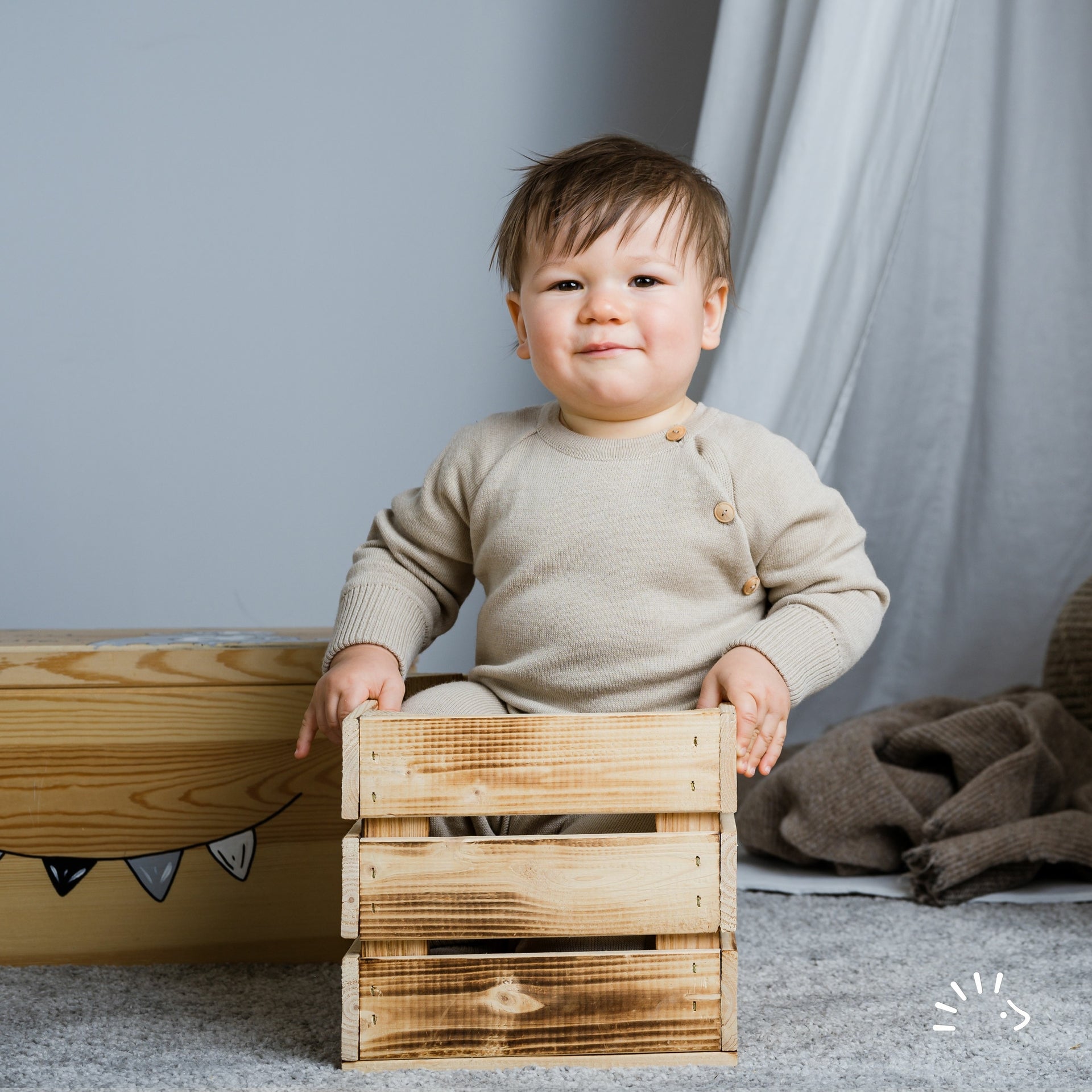 Popolini Wollstrick-Overall - beige Popolini