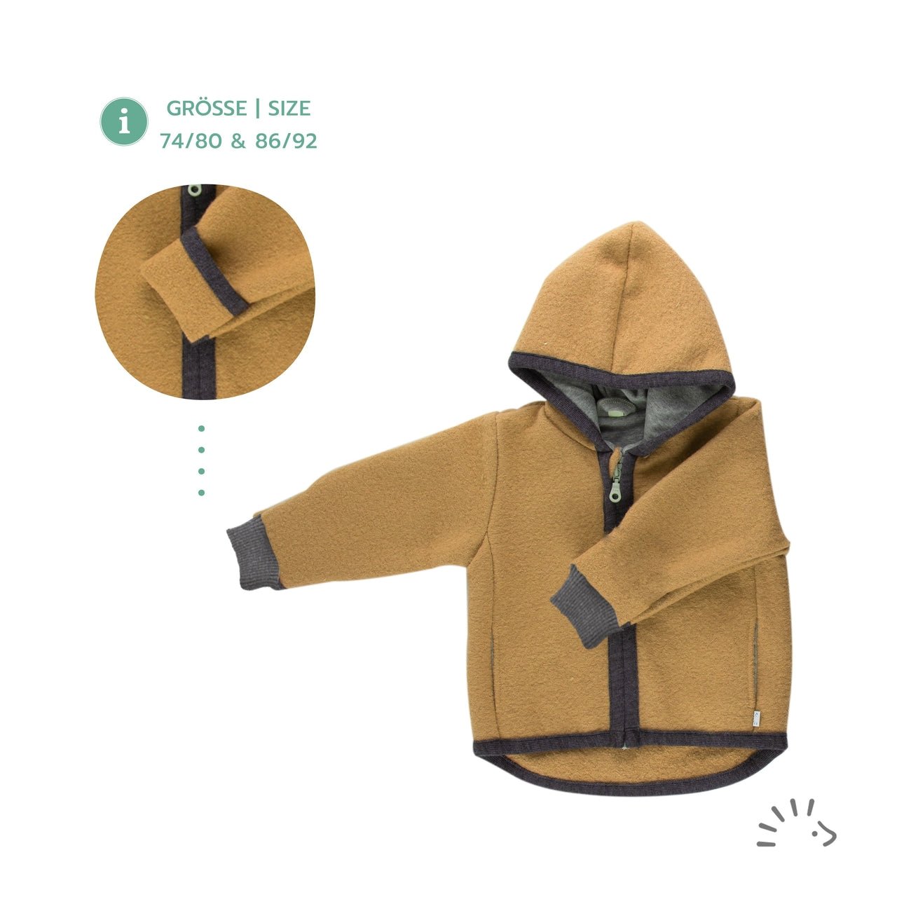 Popolini Wollwalk Jacke - honey Popolini