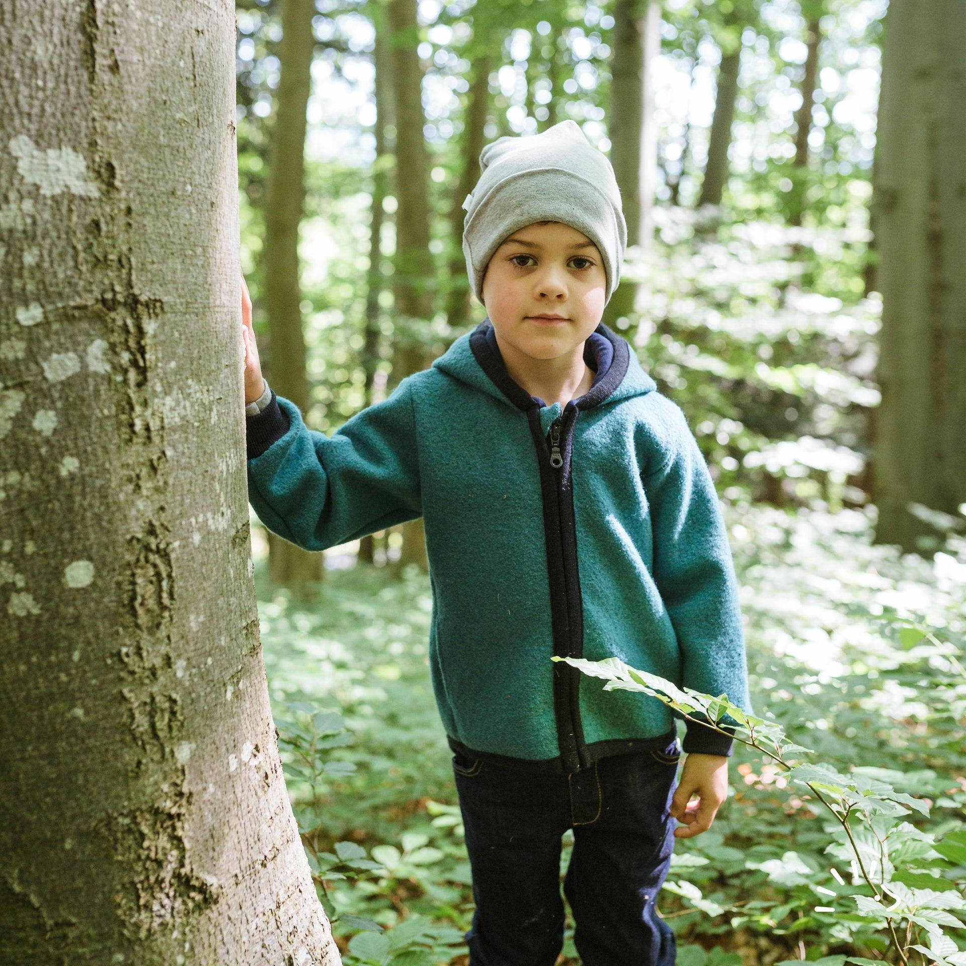 Popolini Wollwalk Jacke - smaragd Popolini