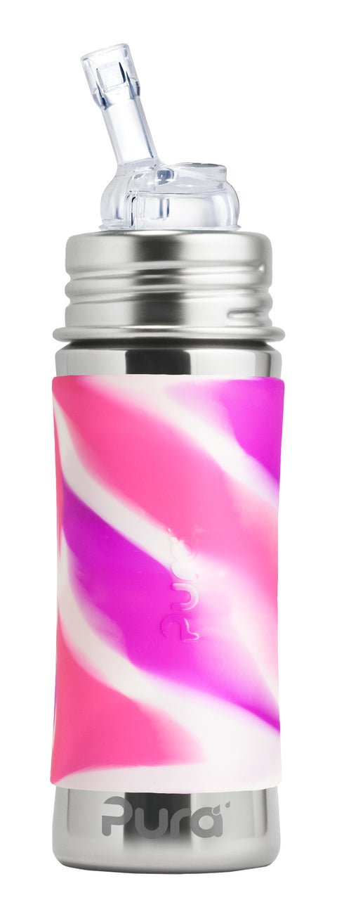 Pura Trinkhalmfalsche 325ml pink swirl Pura