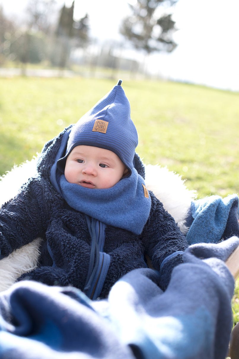 Pure Pure Woll-Fleece-Overal dusty blue - Familienbande