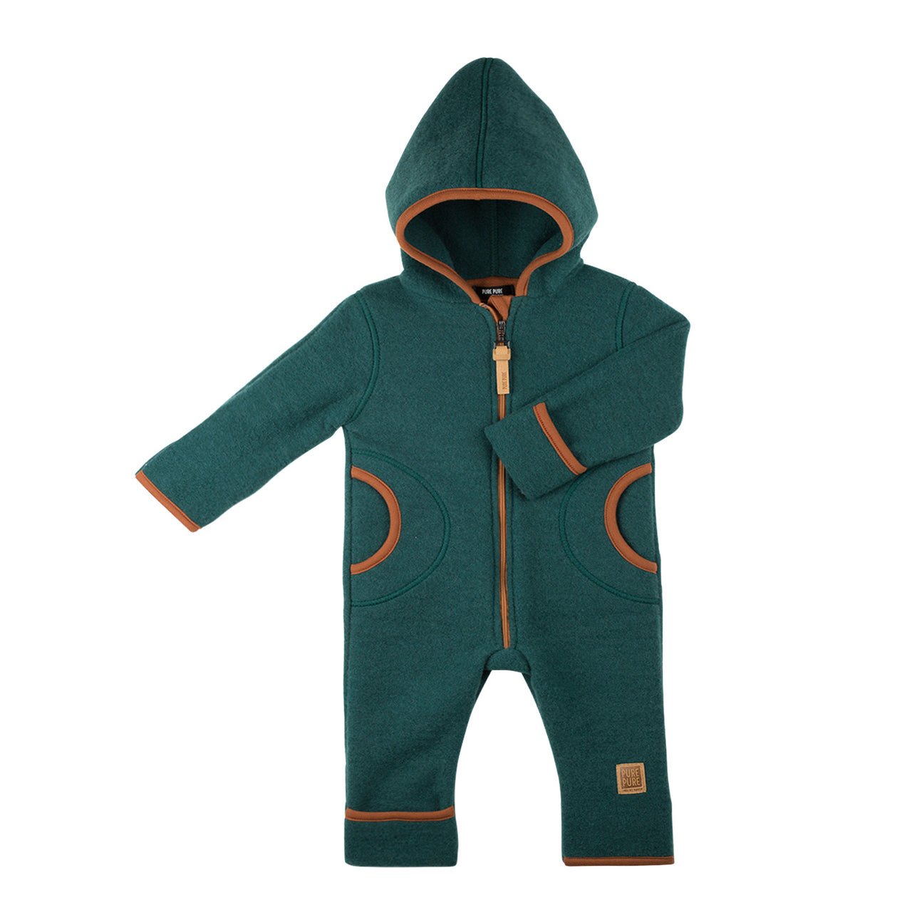 Pure Pure Woll-Fleece-Overal smoke green - Familienbande