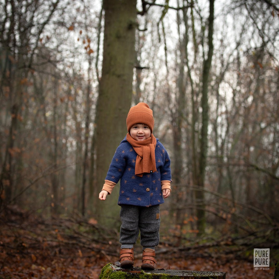 Pure Pure Wollwalk-Jacke / blau-karamell - Familienbande