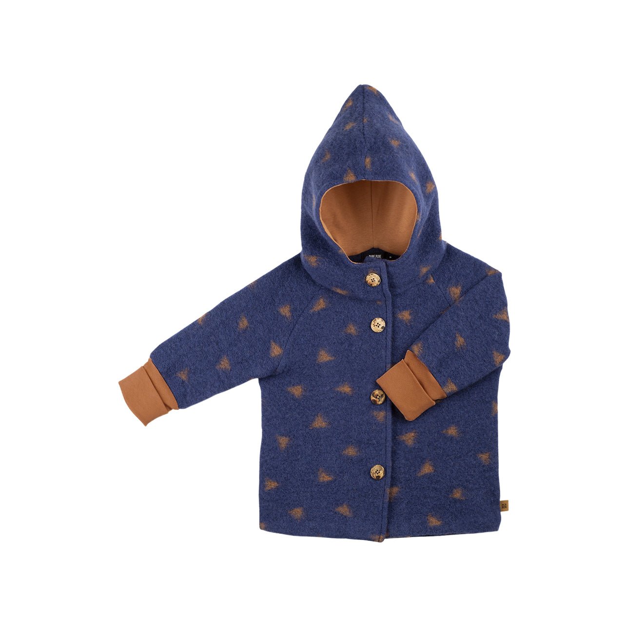 Pure Pure Wollwalk-Jacke / blau-karamell - Familienbande