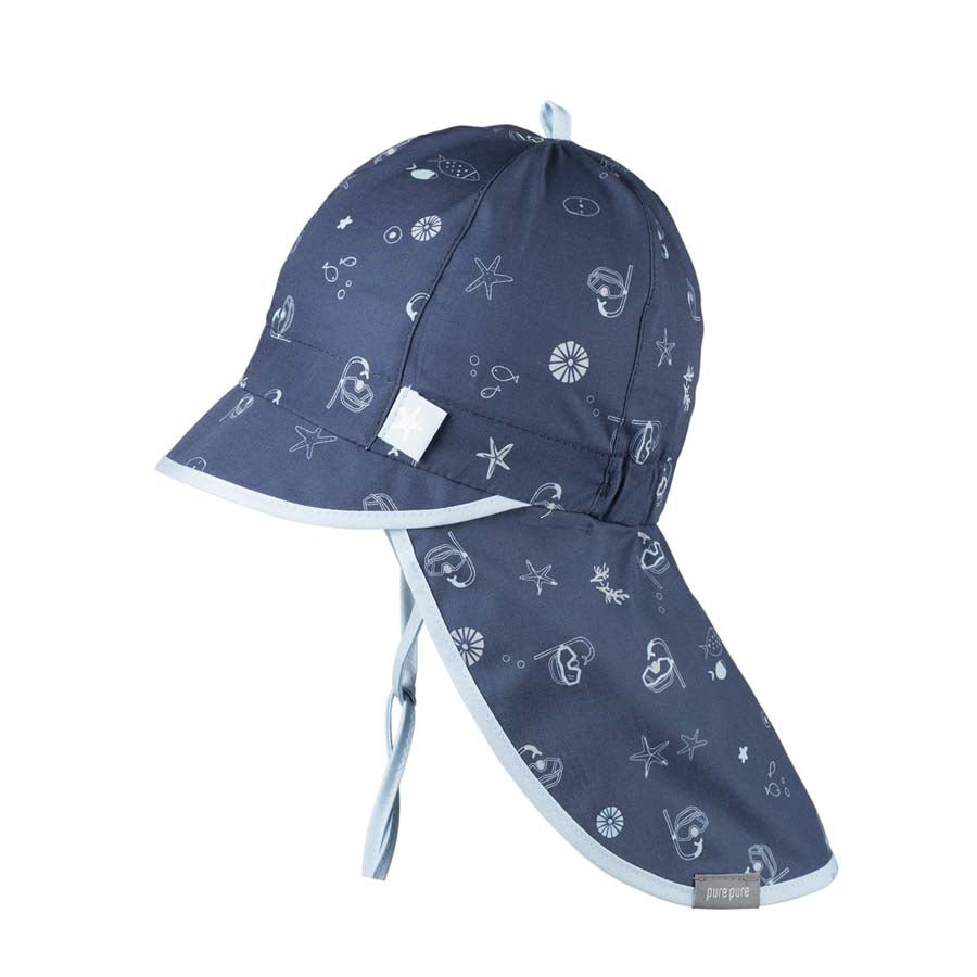 PurePure Cap mit Mini Nackenschutz Marine - Familienbande