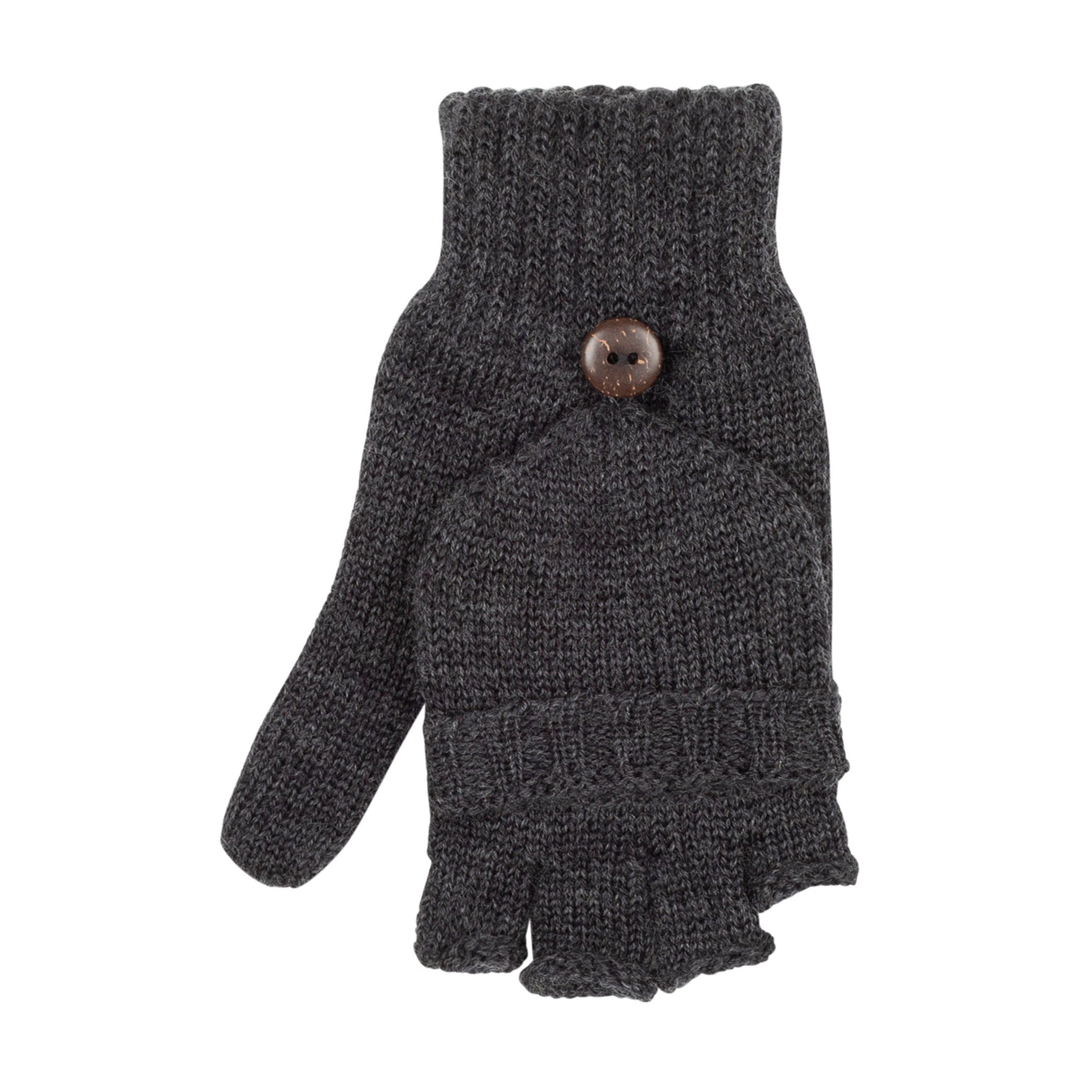 PurePure Erwachsenen Handschuhe Halbfinger mit Klappe - anthrazit Familienbande