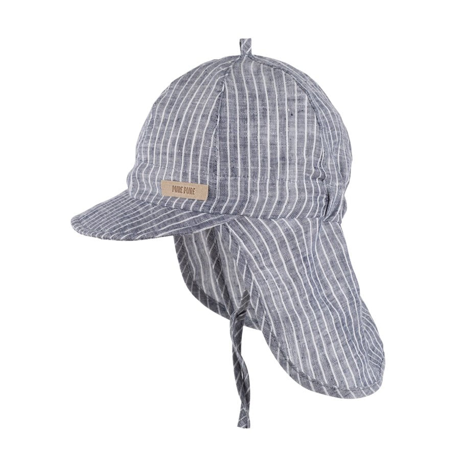 PurePure Leinen Cap mit Mini Nackenschutz marine gestreift purepure