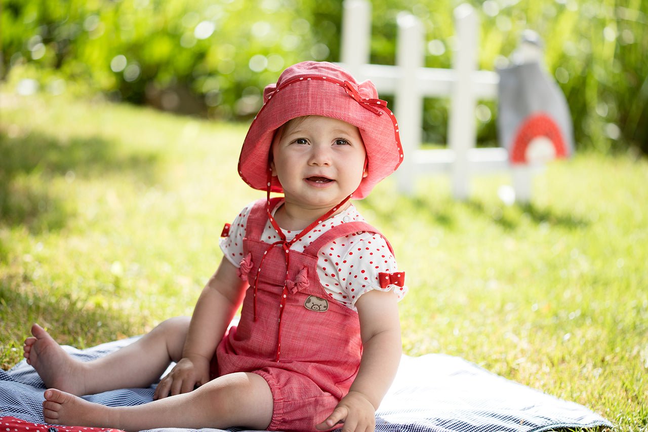 PurePure Mütze mit Mini Nackenschutz mohn rot - Familienbande