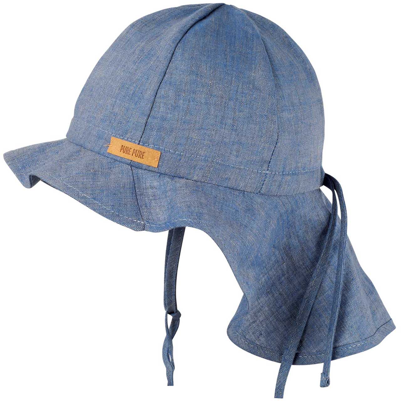 PurePure Mütze Nackenschutz Leinen - blue purepure