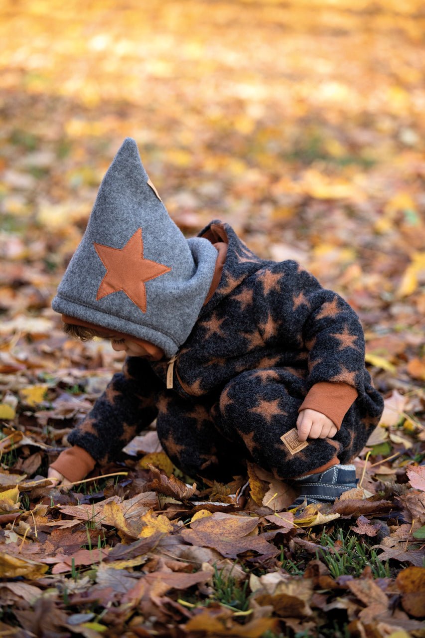 PurePure Wollwalk-Overall anthrazit-karamell Sterne purepure