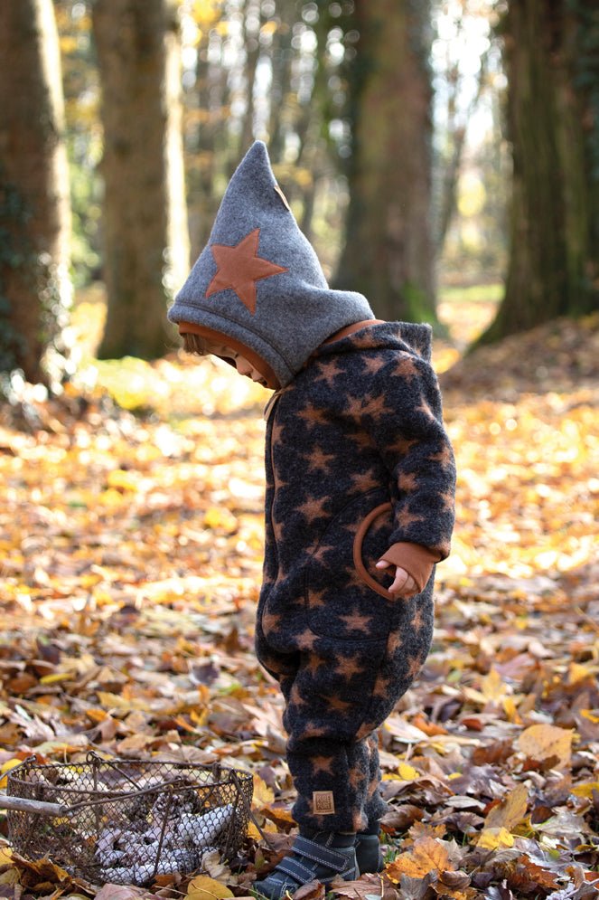 PurePure Wollwalk-Overall anthrazit-karamell Sterne purepure