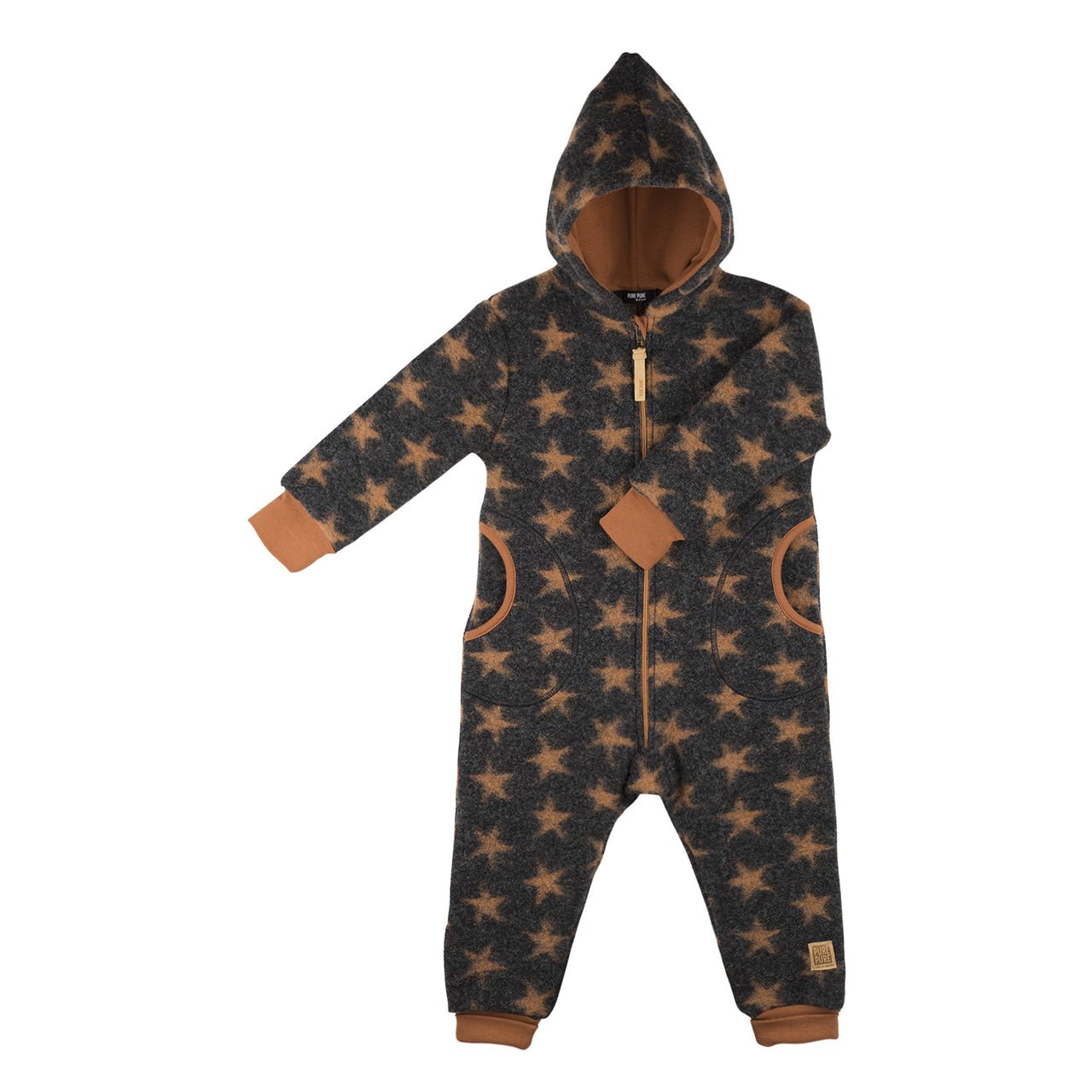 PurePure Wollwalk-Overall anthrazit-karamell Sterne purepure