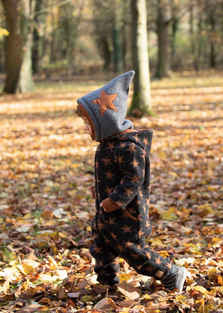 PurePure Wollwalk-Overall anthrazit-karamell Sterne purepure