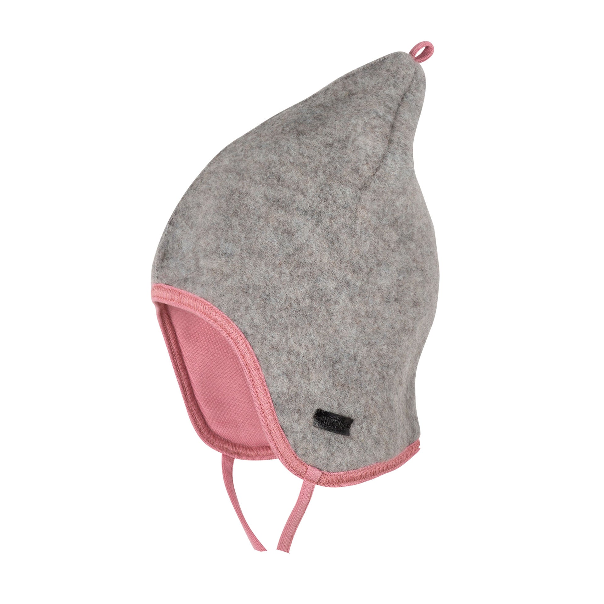 PurePure Zipfel-Binde Fleece Mütze - grau/pink purepure