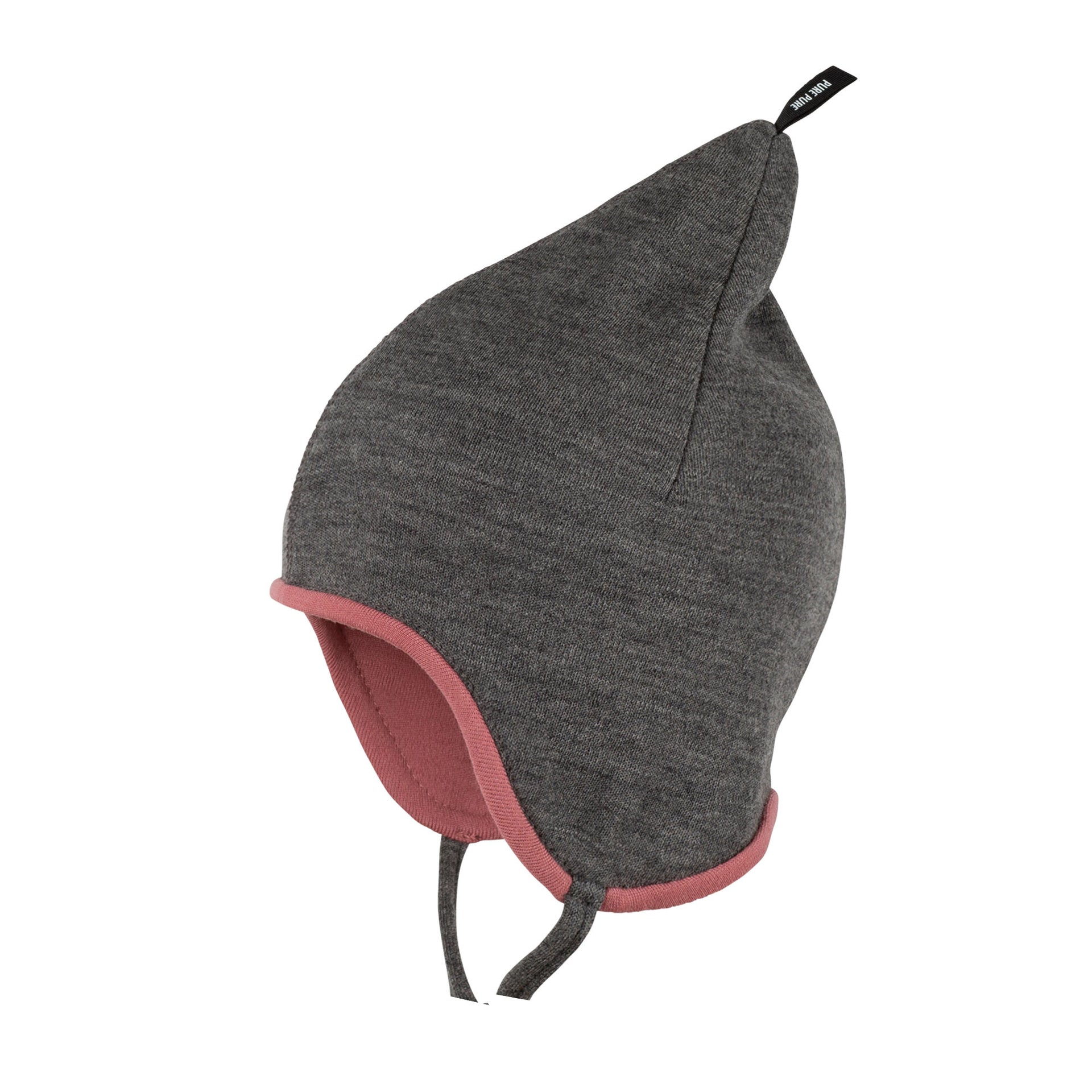 PurePure Zipfel-Binde Interlock Mütze - grau/pink purepure