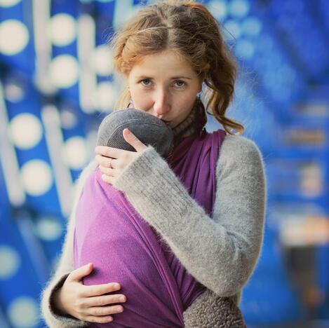 Storchenwiege Tragetuch - Leo Violett Grösse 6 storchenwiege