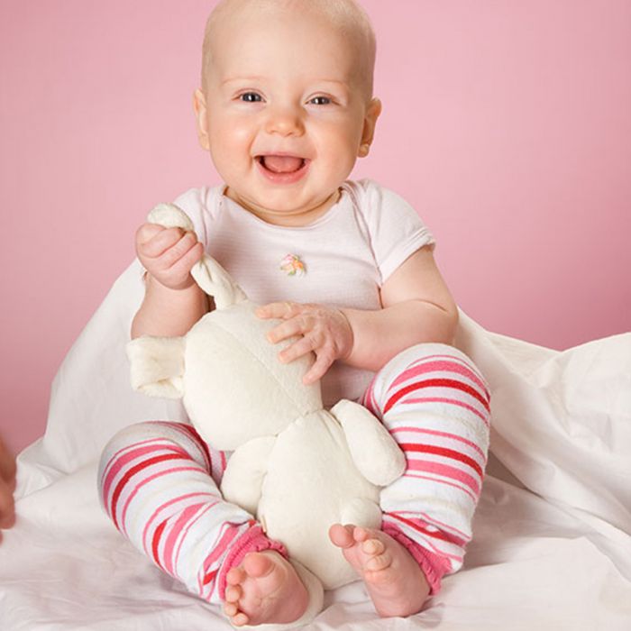 Stulpen aus Bio-Baumwolle hellblau mit Streifen Hoppediz