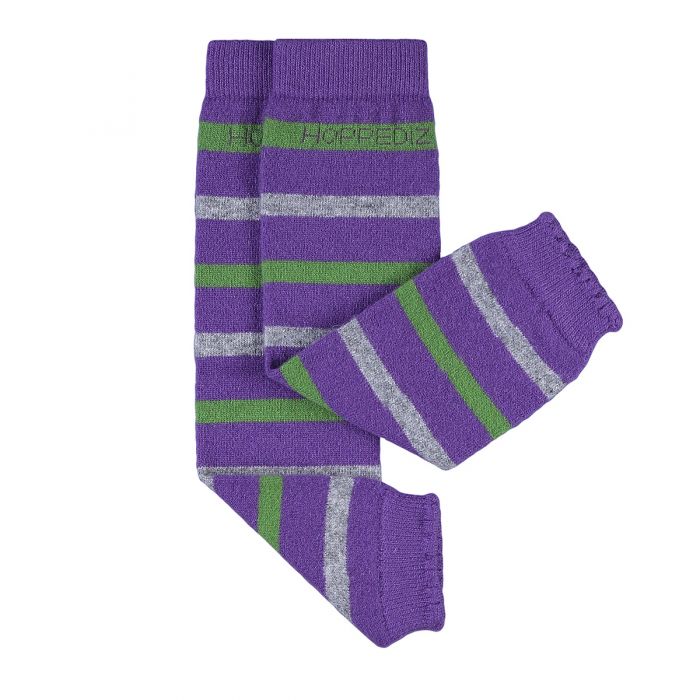 Stulpen aus Kaschmir/Merino-Wolle lila mit Streifen Hoppediz