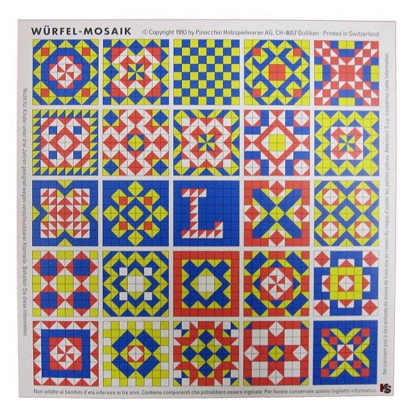 Würfelmosaik mit 64 Würfeln aus Holz Pinoccio Holzspielwaren