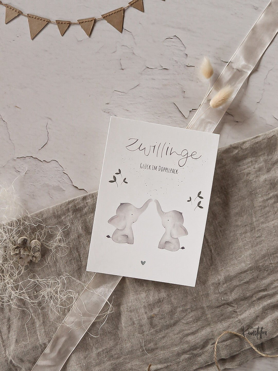 "Zwillinge, Glück im Doppelpack" Karte die kunstletterei