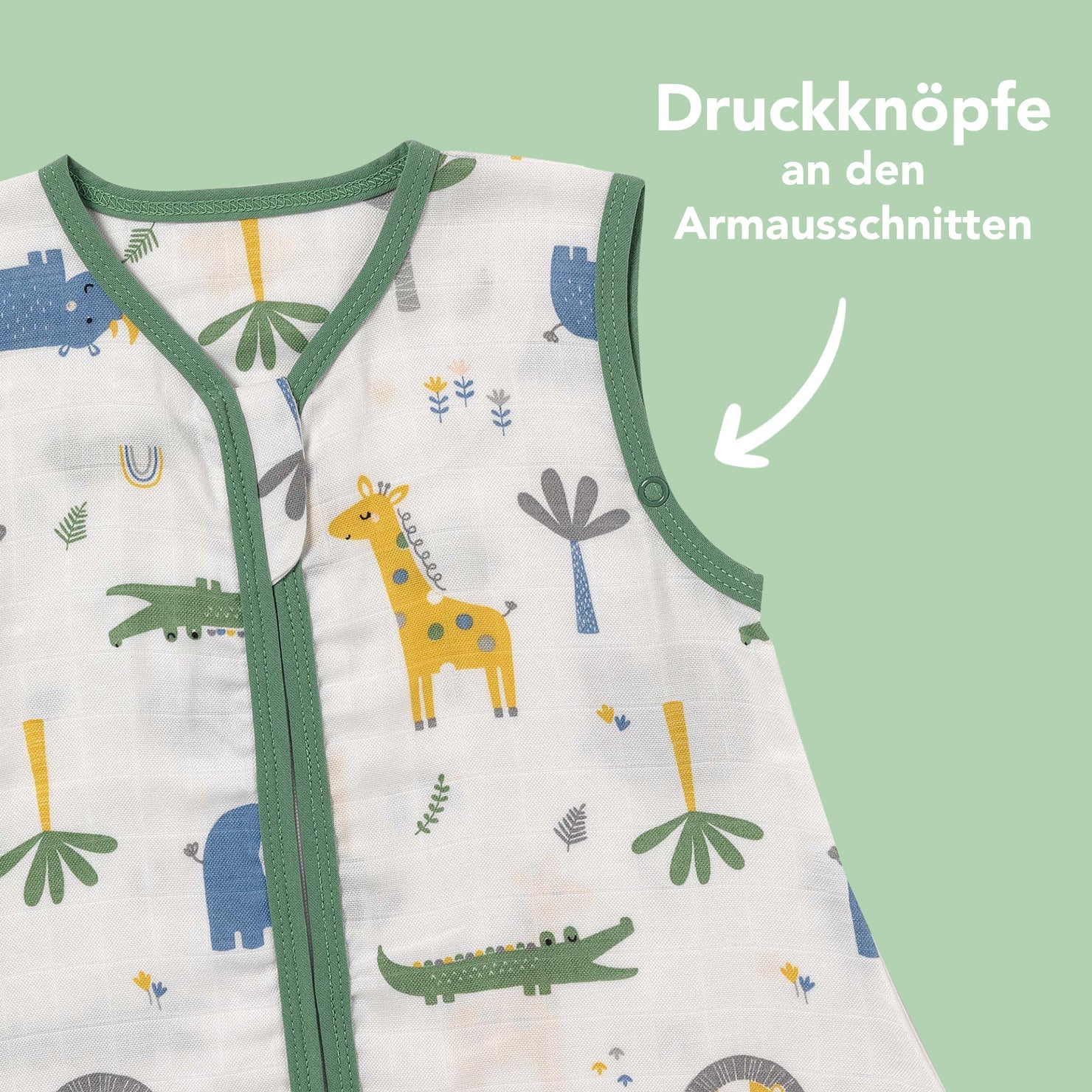 Schlummersack 0.5 Tog Musselin Bambusviskose - Dschungel Slumbersac