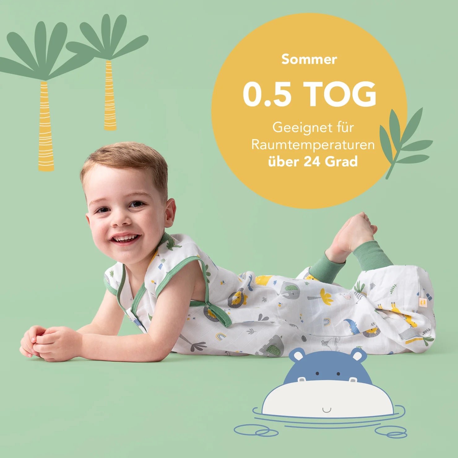 Schlummersack 0.5 Tog Musselin Bambusviskose - Dschungel Slumbersac