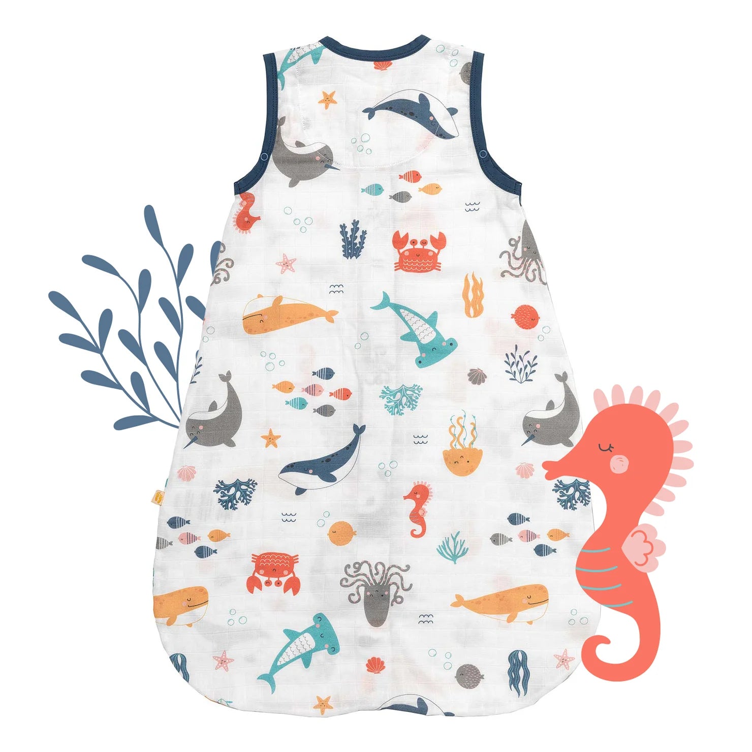 Babyschlafsack 0.5 Tog Musselin Bambusviskose - Meerestiere Slumbersac