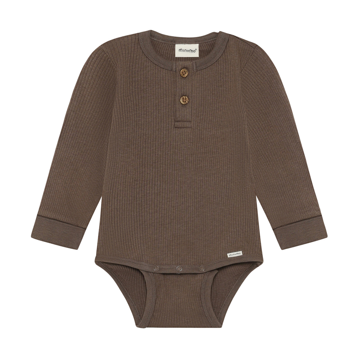 Minymo Tencel kurzarm Body in Rippoptik - Chocolate Chip Minymo
