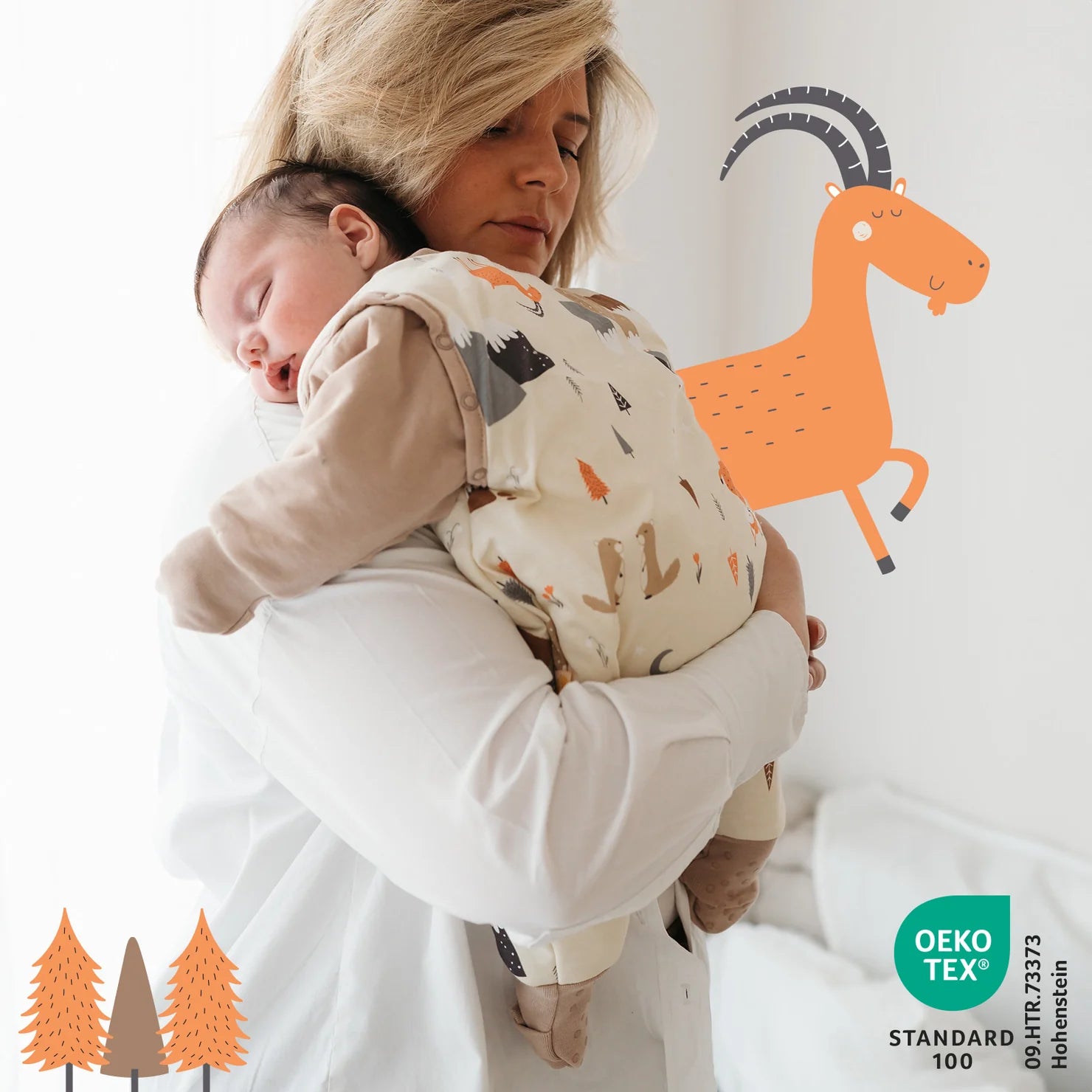 schlafsack mit füßen und ärmeln Schlafsack mit Füssen, umklappbaren Bündchen und Ärmeln 1.0 TOG Bergtiere