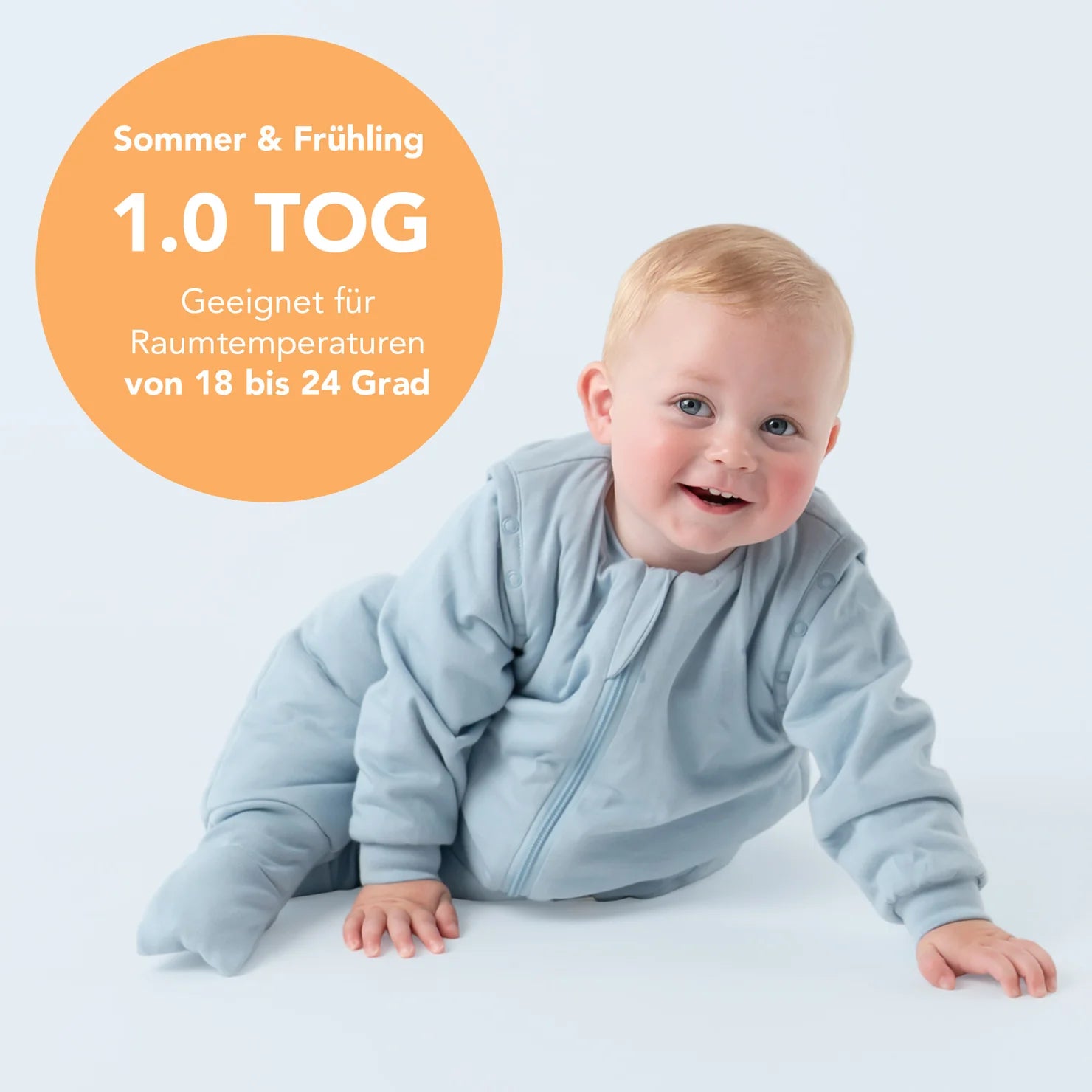 Schlafsack mit Füssen, umklappbaren Bündchen und Ärmeln 1.0 TOG Blue Ice Slumbersac