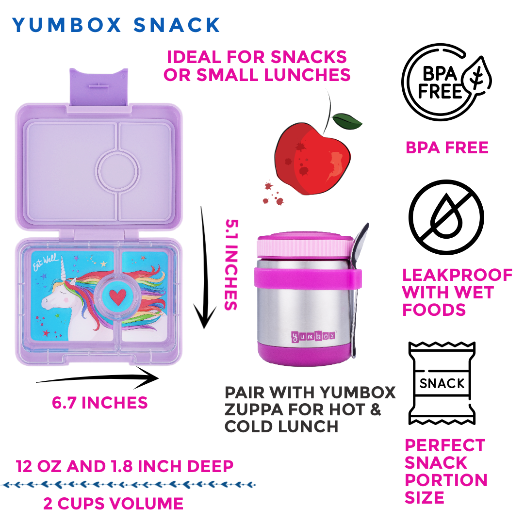 Snack-Größe Bento-Lunchbox Lavendel Lila (Magisches Einhorn) Yumbox