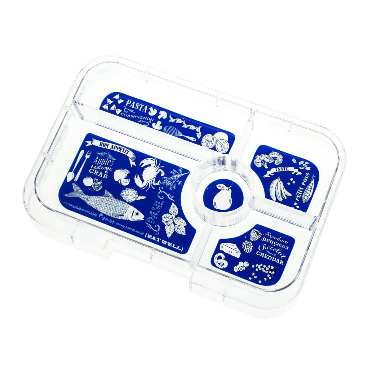 Yumbox Tapas - Auslaufsichere Bento-Box mit 4 oder 5 Fächern: Antibes Blue with Bon Appetit Tray Yumbox
